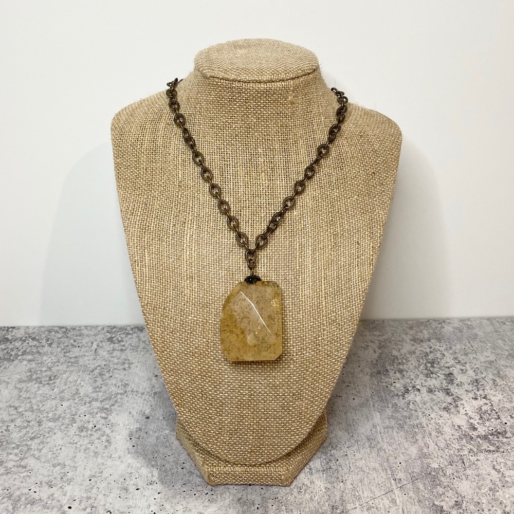 Vintage Chain With Large Stone Necklace